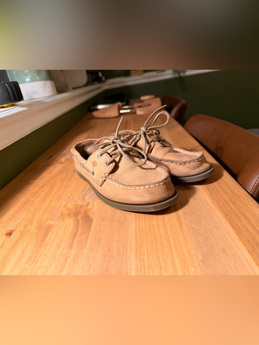 Sperry Brown Leather Boat Shoes with Rawhide Laces - Picture 2 of 5